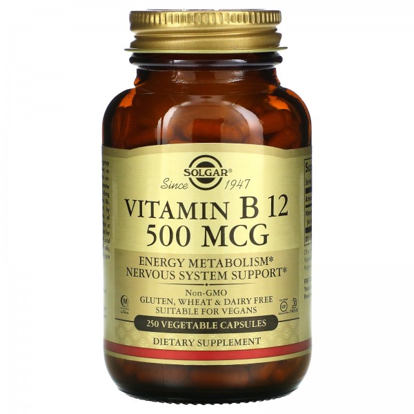 Solgar Витамин B12 500 мкг 250 растительных капсул...