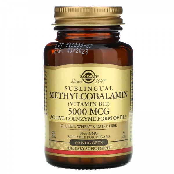Solgar Витамин B12 сублингвальный метилкобаламин 5000 мкг 60 капсул