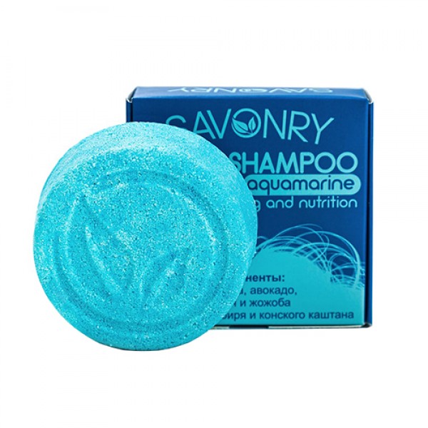 Savonry Шампунь твёрдый `Aquamarine`, смягчение и питание 90 г