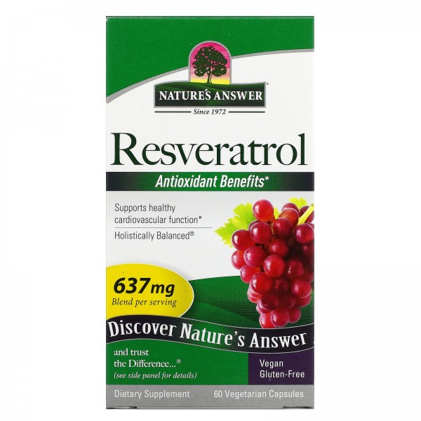 Nature's Answer Ресвератрол 637 мг 60 вегетарианских капсул