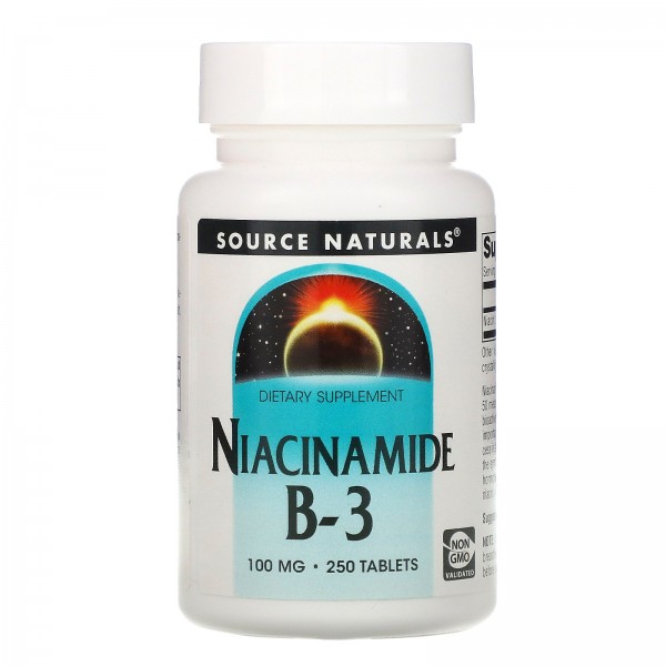 Source Naturals Витамин B3 никотинамид 100 мг 250 таблеток