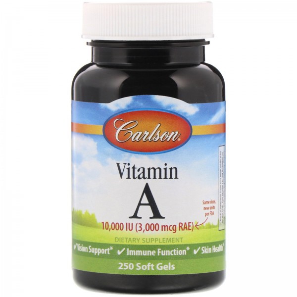 Carlson Labs ВитаминA 10000МЕ 250мягких таблеток...