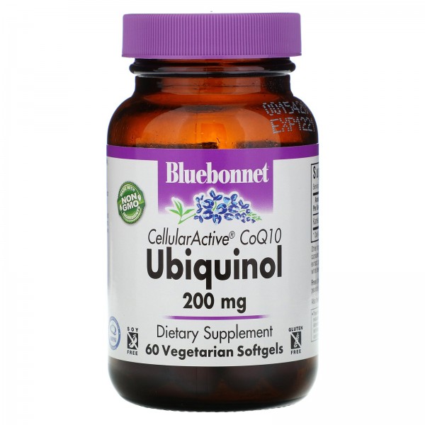 Bluebonnet Nutrition Убихинол CellullarActive CoQ10 200 мг 60 растительных капсул