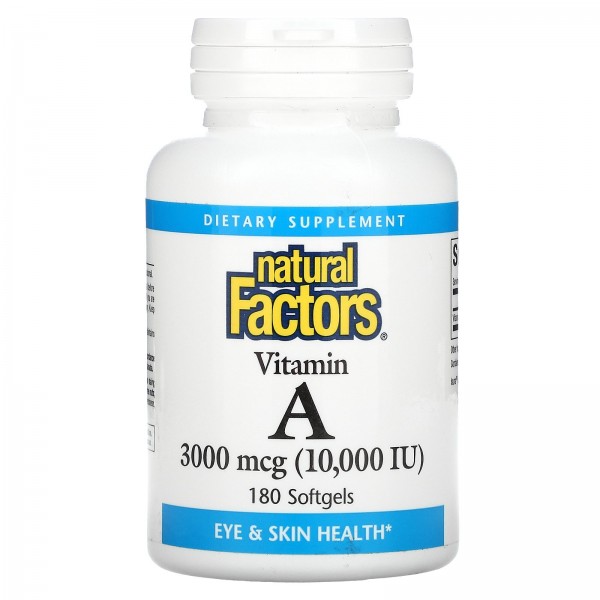 Natural Factors витаминA 3000мкг (10000МЕ) 180капс...