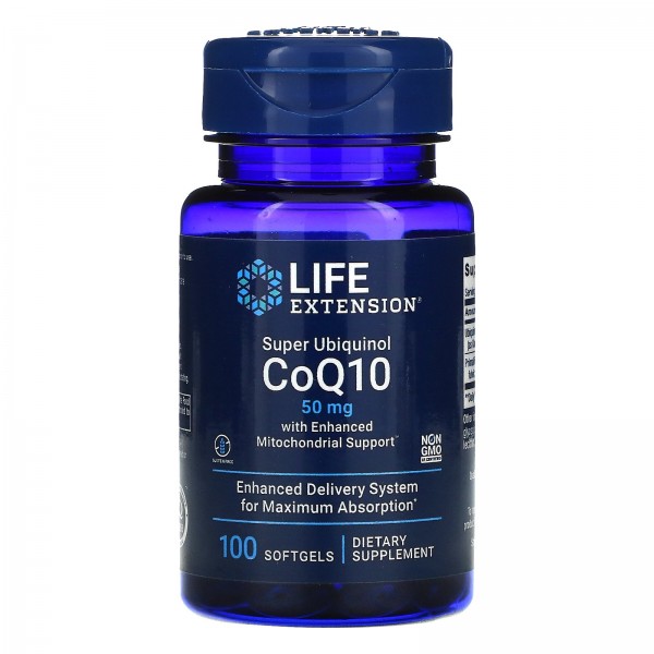 Life Extension Super Ubiquinol CoQ10 с улучшенной поддержкой митохондрий 50 мг 100 гелевых капсул