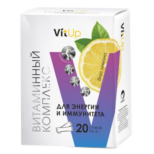 VitUp Витаминный комплекс `Источник энергии и иммунитета` Лимон 20 стиков