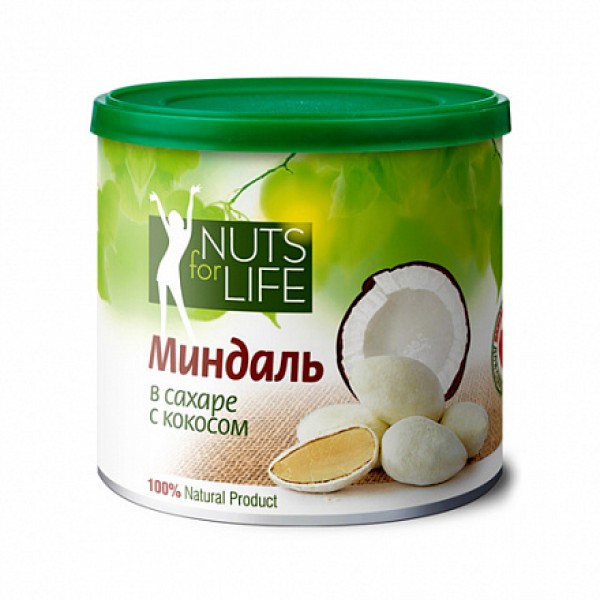 Nuts for life Миндаль в сахаре с кокосом 115 г