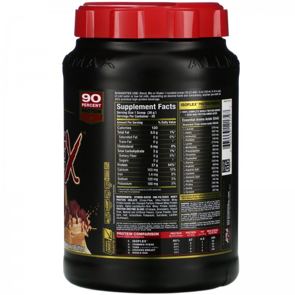 ALLMAX Nutrition Изолят протеина Isoflex Pure Whey Protein Isolate Шоколадно-арахисовое масло 907 г
