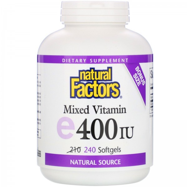 Natural Factors Витамин Е 400 МЕ 240 мягких желатиновых капсул