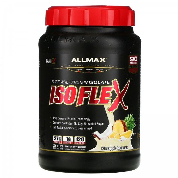 ALLMAX Nutrition Изолят протеина Isoflex Pure Whey Protein Isolate Ананас-кокос 907 г