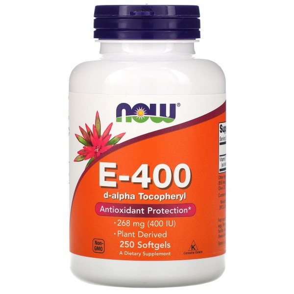 Now Foods Натуральный витамин E 400 МЕ 250 капсул...