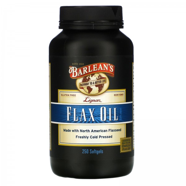 Barlean's льняное масло с содержанием лигнана 250 мягких таблеток