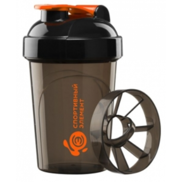 Sports Element Спортивный шейкер «Турмалин мини» 500 мл черный шейкер с оранжевым логотипом и оранжевой защелкой