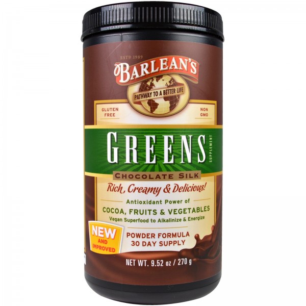 Barlean's Зеленая добавка порошок Шоколадный шелк ...