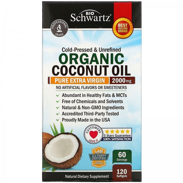 BioSchwartz органическое кокосовое масло 1000 мг 120 капсул