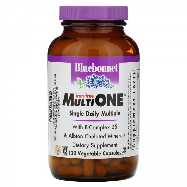 Bluebonnet Nutrition Мультивитамины Multi One без железа 120 капсул