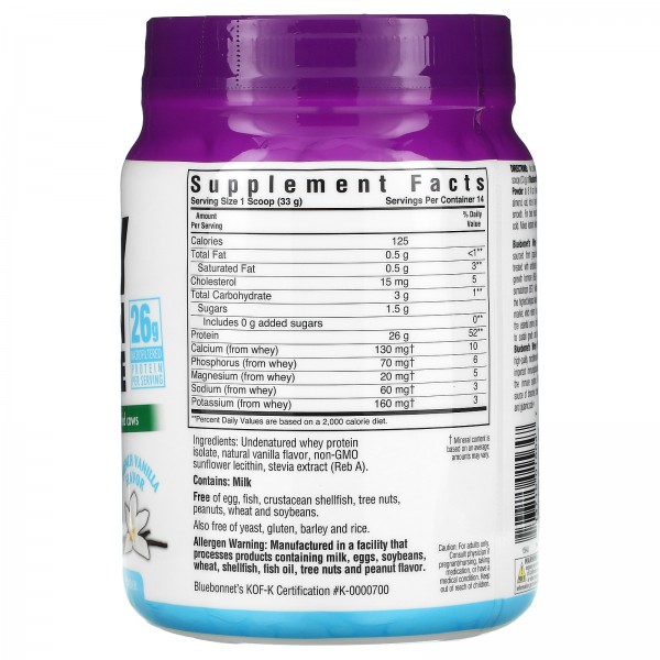 Bluebonnet Nutrition Изолят сывороточного протеина Французская ваниль 462 г