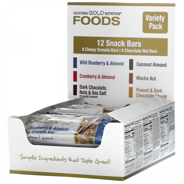 California Gold Nutrition Foods ассорти батончиков-снеков 12 шт по 40 г