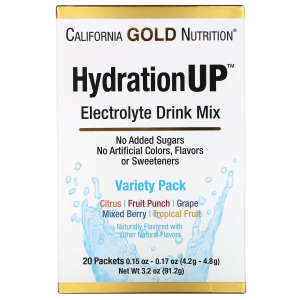 California Gold Nutrition Электролиты HydrationUP ассорти 20 пакетиков по 4,2 г