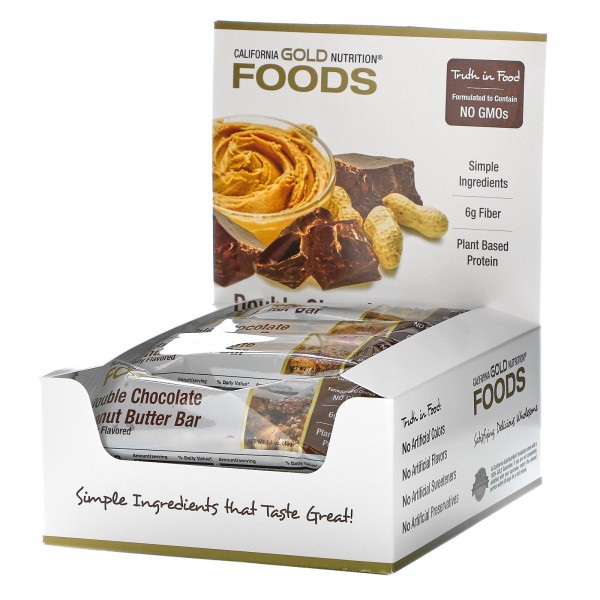 California Gold Nutrition Foods батончики Двойной шоколад-арахисовая паста 12 шт по 40 г