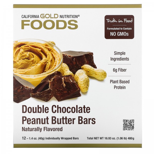 California Gold Nutrition Foods батончики Двойной шоколад-арахисовая паста 12 шт по 40 г