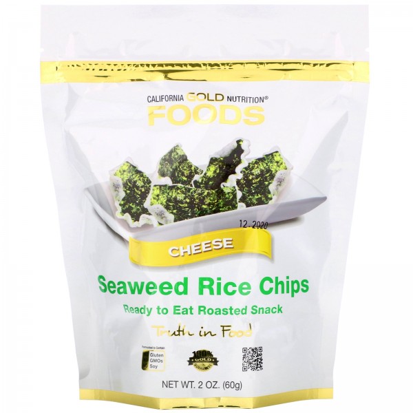 California Gold Nutrition Seaweed Rice Chips чипсы со вкусом сыра 60 г
