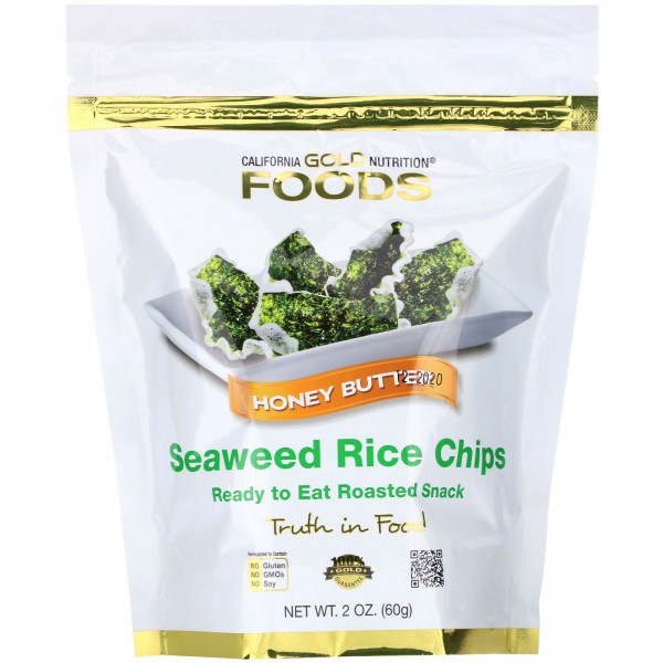 California Gold Nutrition Seaweed Rice Chips чипсы со вкусом медового масла 60 г