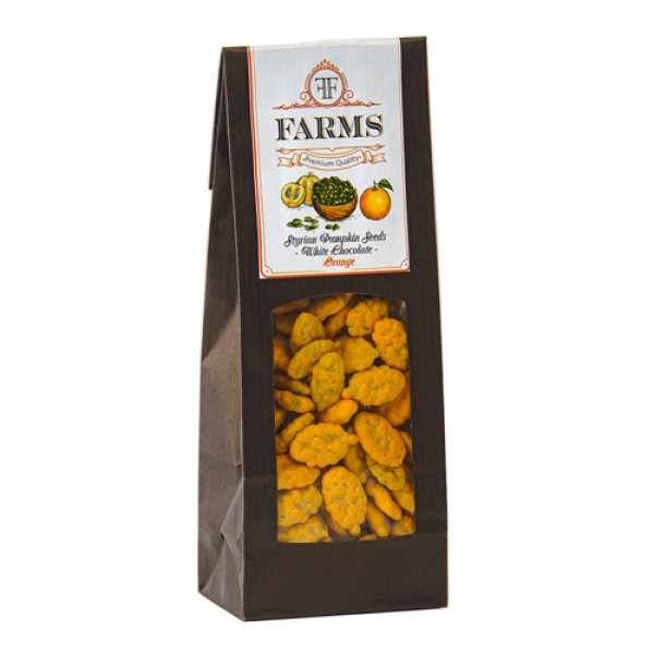 FF Farms Семечки штирийской тыквы в глазури белый шоколад со вкусом апельсина 100 г
