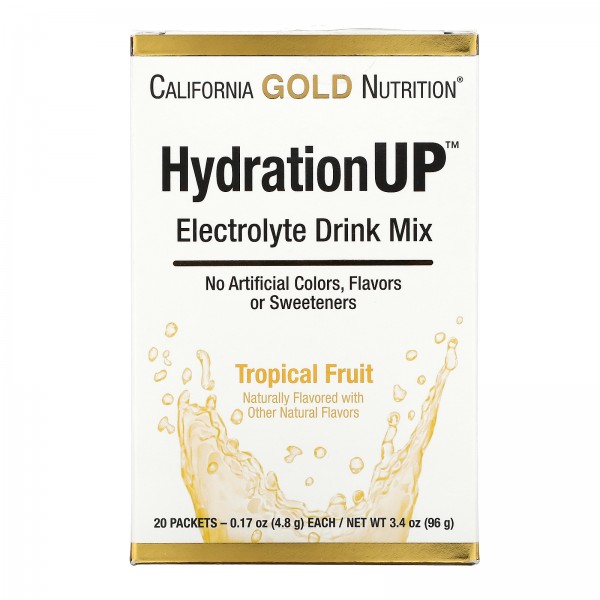 California Gold Nutrition Электролиты HydrationUP Тропические фрукты 20 пакетиков по 4,8 г