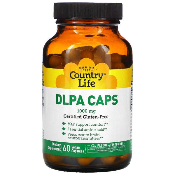 Country Life DL-фенилаланин DLPA 1000 мг 60 веганс...