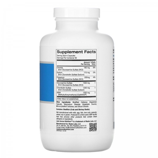 Lake Avenue Nutrition глюкозамин хондроитин и МСМ 360вегетарианских капсул