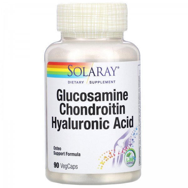 Solaray Глюкозамин-хондроитин-гиалуроновая кислота 90 растительных капсул