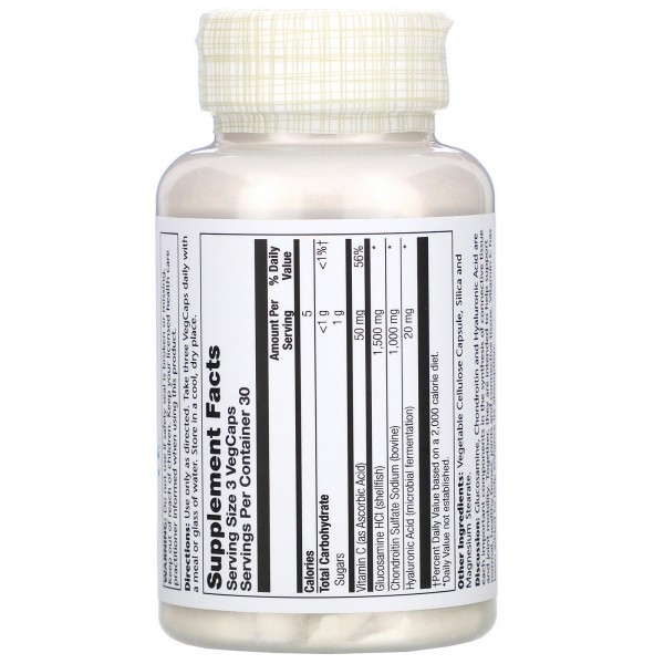 Solaray Глюкозамин-хондроитин-гиалуроновая кислота 90 растительных капсул