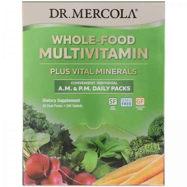 Dr. Mercola Мультивитамины утро-вечер цельнопищевые 30 двойных пакетиков