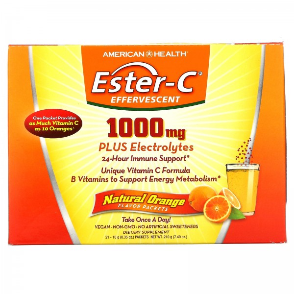 American Health Ester-C шипучий напиток 1000 мг Апельсин 21 пакетик по 10 г