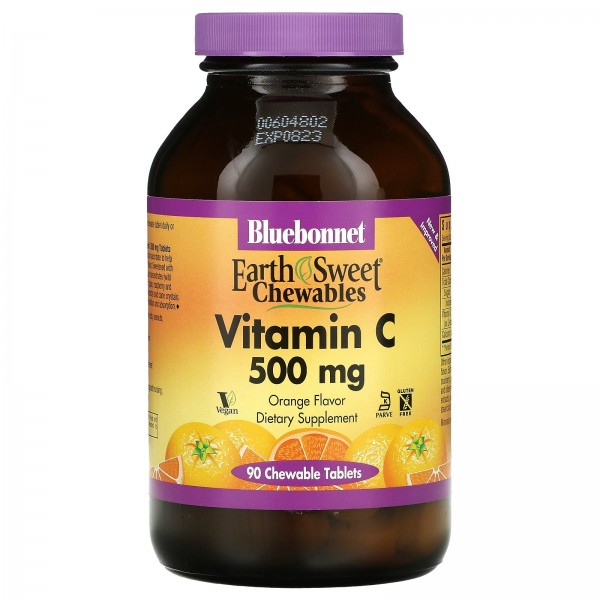 Bluebonnet Nutrition EarthSweet Жевательный витамин C 500 мг Апельсин 90 таблеток