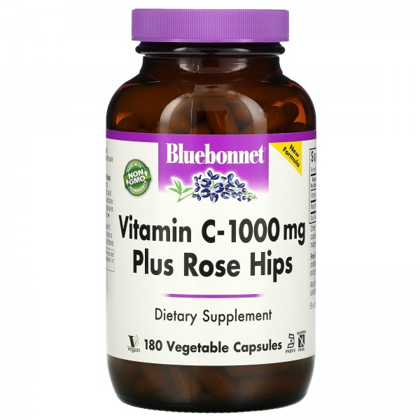 Bluebonnet Nutrition витамин C с шиповником 1000 мг 180 растительных капсул