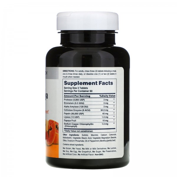 American Health Ферменты Super Papaya Enzyme Plus 180 жевательных таблеток