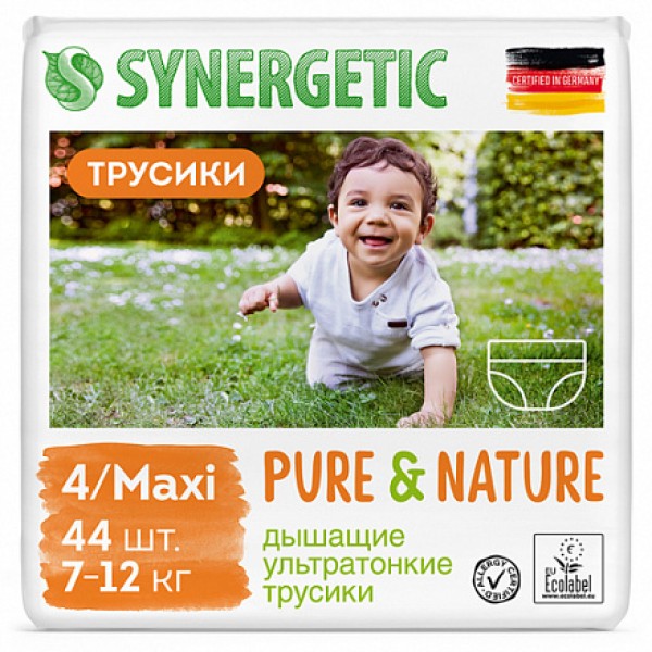 Synergetic Подгузники-трусики детские 'Pure&Nature' дышащие размер 4/maxi 7-12 кг 44 шт