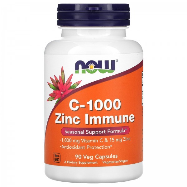 Now Foods Витамин C-1000 с цинком 15 мг 90 вегетарианских капсул
