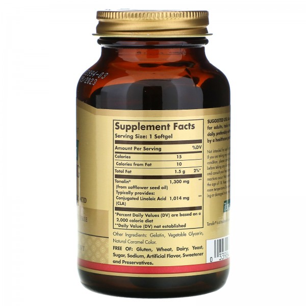 Solgar Tonalin CLA конъюгированная линолевая кислота КЛК 1300 мг 60 мягких таблеток