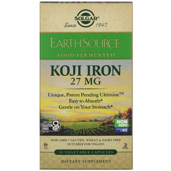 Solgar EarthSource Food Fermented Koji Iron 27 мг ...