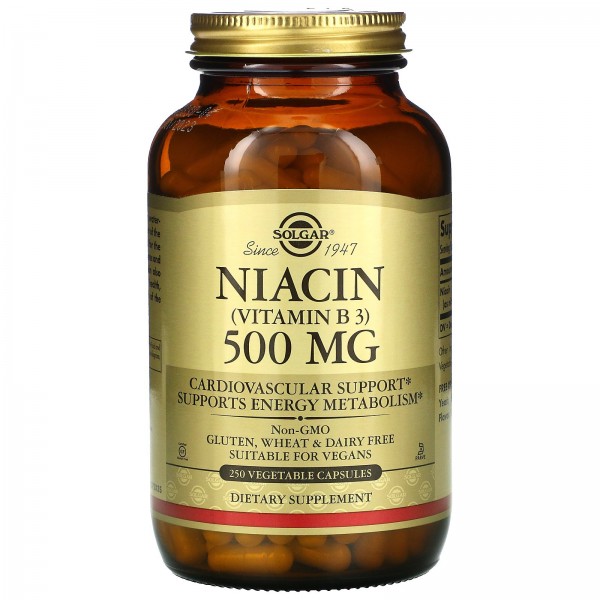 Solgar Витамин B3 500 мг ниацин 250 растительных к...