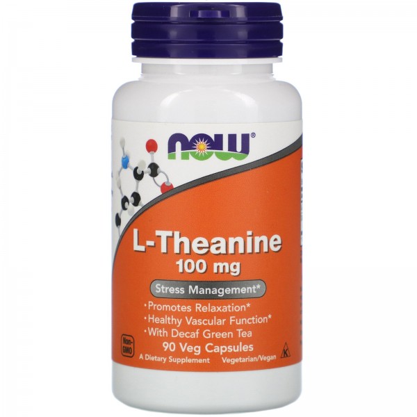 Now Foods L-теанин 100 мг 90 растительных капсул...