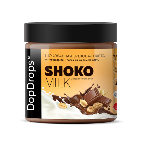 DopDrops Паста ореховая натуральная 'Shoko Milk Peanut Butter' 500 г