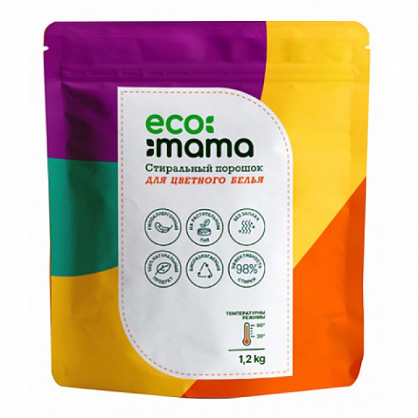 Ecomama Порошок стиральный для цветного белья 1200 г