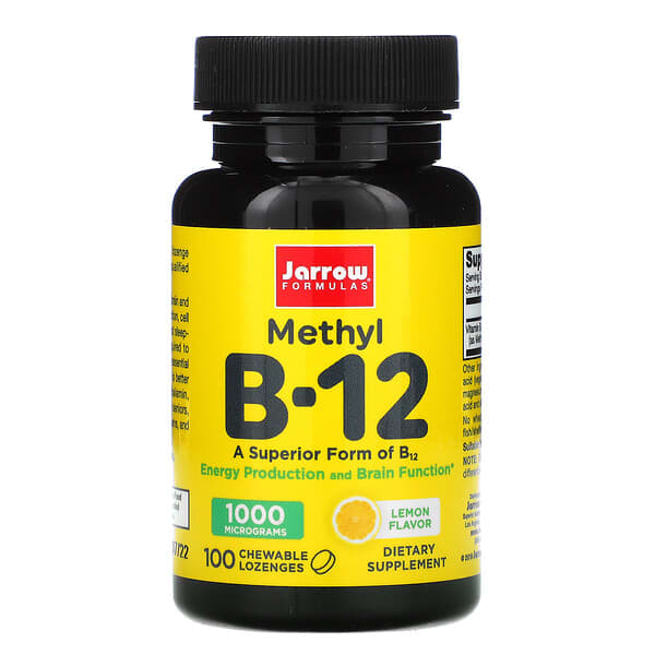 Jarrow Formulas Витамин B12 метил 1000 мкг Лимон 100 жевательных пастилок