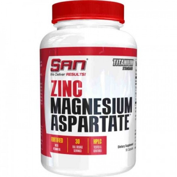SAN ZMA Цинк Магний Аспартат витамин Б6 90 капсул...
