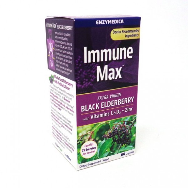 Enzymedica Immune Max черная бузина с витаминами C, D3 и цинком 60 капсул