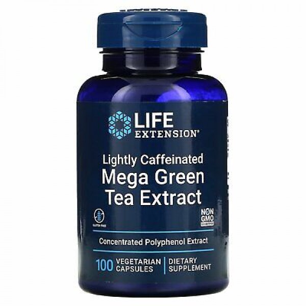 Life Extension Экстракт зеленого чая с низким содержанием кофеина 100 вегетарианских капсул